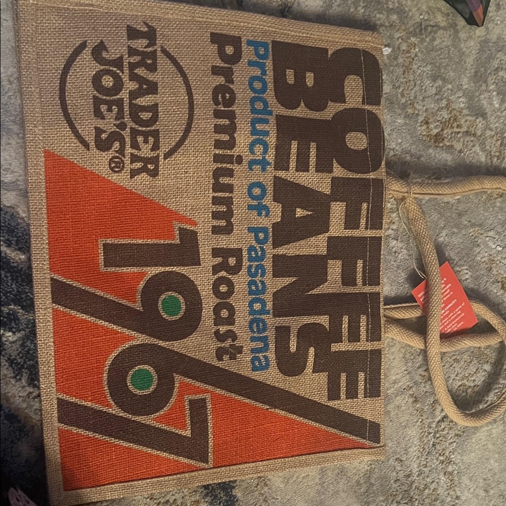 Trader Joe's Coffee Beans Tote Bag - Brown and Orange